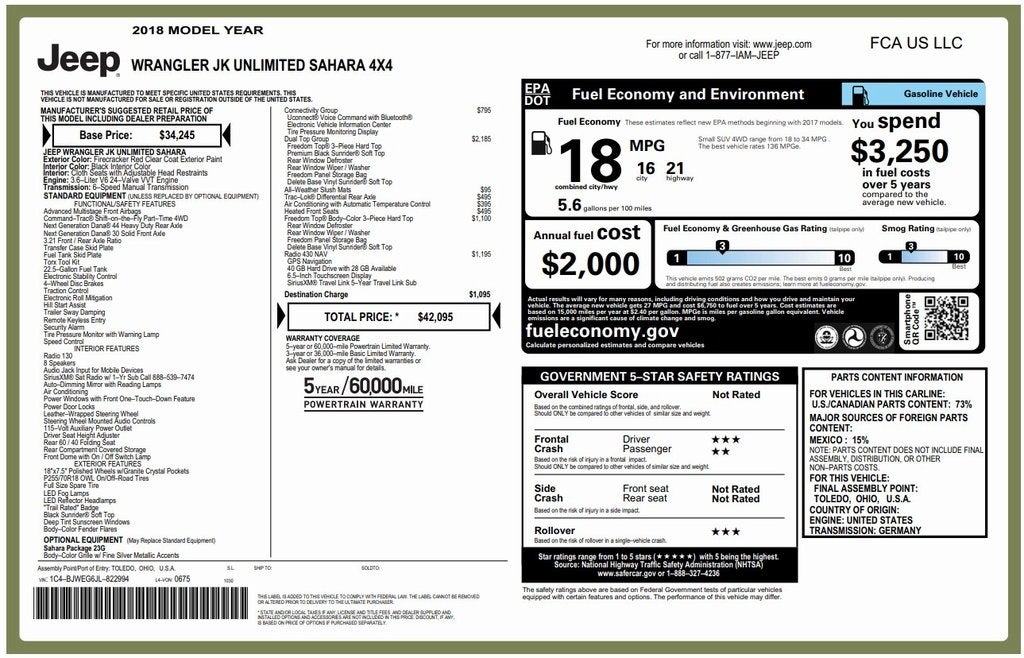 2018 Jeep Wrangler JK Unlimited Sahara