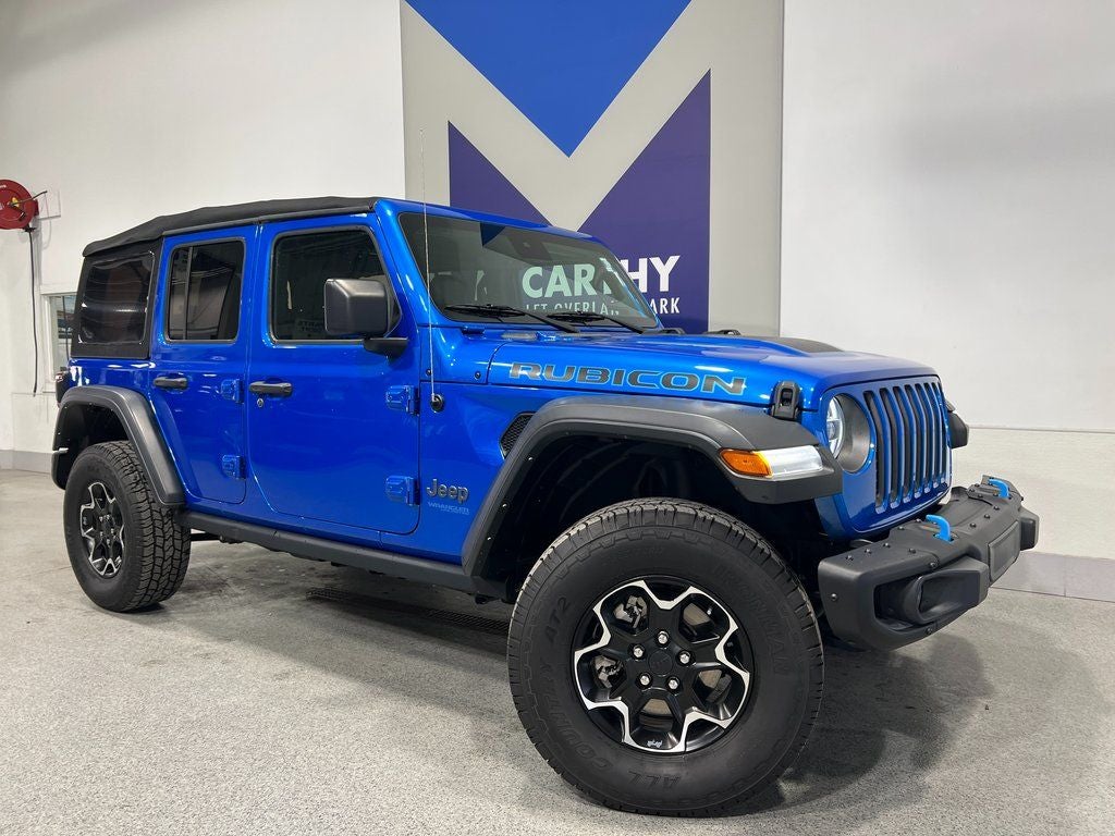 Used 2021 Jeep Wrangler Unlimited Rubicon 4XE with VIN 1C4JJXR6XMW784160 for sale in Kansas City