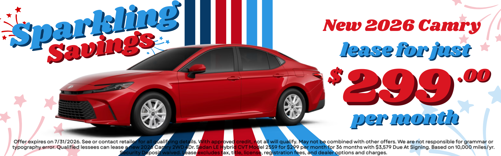 Saprkling Savings on New 2026 Camry